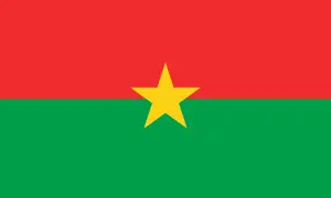 Burkina Fasos flagga med rött och grönt fält och en gul stjärna i mitten.