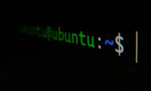 Terminal Ubuntu z zielonym tekstem "ubuntu@ubuntu:~$" - gotowy do konfiguracji własny serwer poczty.