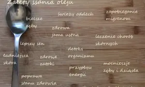 Płukanie ust olejem kokosowym: bielsze zęby, świeży oddech, lepszy sen, zdrowsza jama ustna, detoks, zdrowsze zatoki, poprawa stanu zdrowia, zapobieganie migrenom, leczenie chorób skórnych, mocniejsze zęby i dziąsła.
