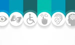 Symbole für verschiedene Behinderungen, die auf die Frage "wie viele behinderte Menschen gibt es in Deutschland?" hinweisen.