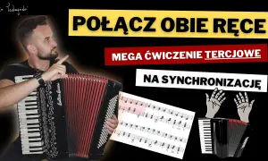 Piotr Padmyński pokazuje, jak zagrać "Sto lat" na pianinie, ćwicząc synchronizację rąk.