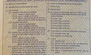 Il **libretto di circolazione legenda** spiega i codici armonizzati: numero immatricolazione, dati veicolo, proprietario, rimorchio, motore e colore.