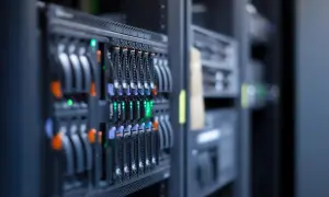 Serwery w centrum danych, gdzie działa hosting. To serce internetu, zapewniające dostęp do stron i usług.