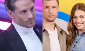 Sebastian Fabijański z partnerką, uśmiechnięci i blisko siebie.