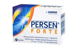 Opakowanie leku Persen Forte, zawierające 20 kapsułek. Sandoz.