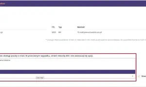 Konfiguracja rekordów DNS MX dla poczty e-mail. Wybrano Zoho Mail.