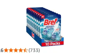 Opakowanie 10 sztuk kostek do WC Bref Power Activ Ocean.
