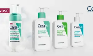 Kolekcja produktów CeraVe: pianka, nawilżająca emulsja i oczyszczający żel do mycia.