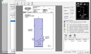 Schermata del software Docfa 4.0 per il nuovo catasto edilizio urbano, con planimetria e dati di calcolo.