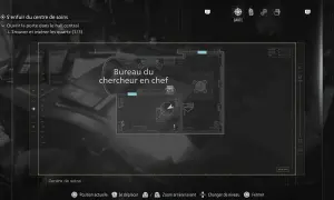 Carte du centre de soins, objectif : trouver les quartz dans le bureau du chercheur en chef, un complément commune lieu dit.