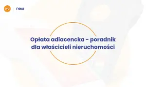 Opłata adiacencka – poradnik dla właścicieli nieruchomości. Dwa terminale płatnicze w tle.