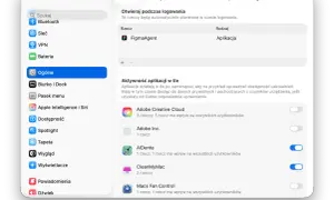 Ustawienia w monitorze aktywności mac: aplikacje otwierane przy logowaniu i działające w tle.