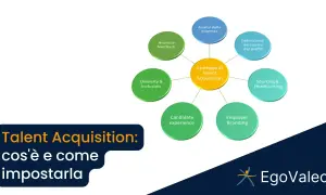 Schema che illustra la strategia di Talent Acquisition, con elementi come analisi esigenze, sourcing, employer branding e candidate experience.