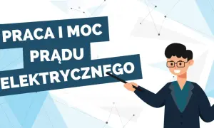 Uśmiechnięty nauczyciel wyjaśnia wzór na moc prądu elektrycznego.
