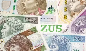 Polskie banknoty 10, 50, 100 zł i napis ZUS. Czy to obrazuje najwyższa emerytura w Polsce?