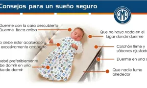 Bebé durmiendo boca arriba en su cuna, con consejos para un sueño seguro y prevenir la muerte súbita del lactante.
