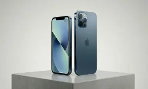 Dwa iPhone'y 12 Pro Max w kolorze grafitowym, jeden z przodu, drugi z tyłu. Poznaj ich wymiary.