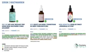 Serum z niacynamidem: Only Bio zwęża pory, Miya Beauty.lab z prebiotykami, a Nowa Kosmetyka przywraca równowagę. Niacynamid to kluczowy składnik!
