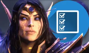 Eine Elfe mit leuchtenden Augen und einer Checkliste im Hintergrund, die auf die **wow classic roadmap** hinweist.