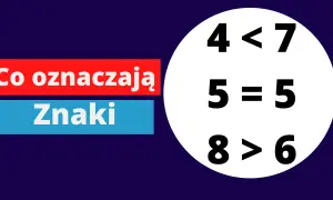 Matematyczne znaki: 4<7, 5=5, 8>6 na białym tle.