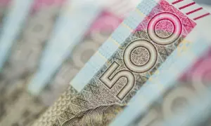 Zbliżenie na banknot 500 zł. Taka kwota to już spory kosiniakowy zapas na drobne przyjemności.