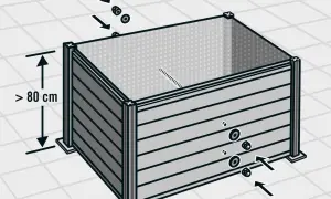 Schritt-für-Schritt-Anleitung zum wpc hochbeet selber bauen. Das Beet ist über 80 cm hoch und wird mit Schrauben montiert.