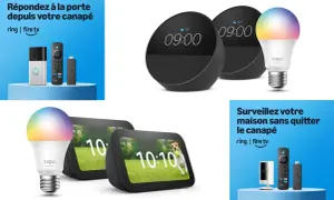Des appareils connectés, dont une ampoule colorée et des enceintes intelligentes, pour simplifier votre quotidien avec l'aide de votre alexa assistant.