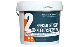 Specjalistyczny klej dyspersyjny Stone Master, idealny do kamienia dekoracyjnego i płytek. Szukasz, jaki klej do kamienia dekoracyjnego wybrać? Ten produkt to świetny wybór.