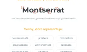Montserrat – krój czcionki bezszeryfowej, geometryczny, z prostymi kreskami, symbolizujący nowoczesność i profesjonalizm.