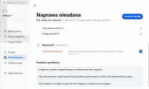 Naprawa nieudana sterownika Bluetooth. Włącz Bluetooth w Windows 11, uruchamiając ponownie.