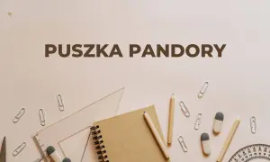 Puszka Pandory znaczenie: przybory szkolne, jak ołówek, linijka, gumka, spinacze, sugerują, że wiedza może być kluczem do zrozumienia jej tajemnic.