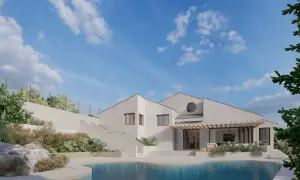Modern chalet con piscina y jardín. La reforma de fachada ha transformado este chalet en un hogar elegante y funcional.