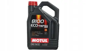 Czarna bańka oleju silnikowego Motul 8100 ECO-nergy SAE 5W-30.