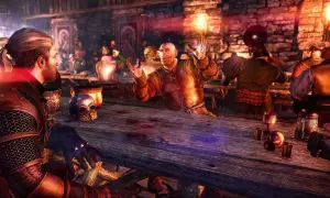 W karczmie, gdzie każdy dzień to "wiedźmin 3 sezamie otwórz się", Geralt obserwuje mężczyznę z płonącą pochodnią.