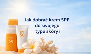 Kremy SPF 50 na plaży, chroniące przed szkodliwym promieniowaniem UV. Słońce świeci jasno na niebie.