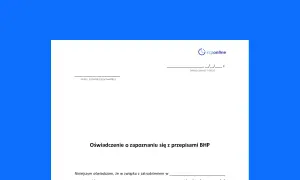 Formularz "Oświadczenie o zapoznaniu się z przepisami BHP" od rcponline. Dowiedz się, jak napisać oświadczenie.