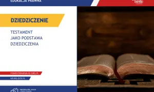 Otwarta księga symbolizuje testament, który daje podstawę dziedziczenia. Edukacja prawna.
