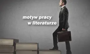 Mężczyzna w garniturze wspina się po schodach z książek, niosąc teczkę.