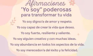 Afirmaciones 'Yo soy' para transformar tu vida: digno/a, capaz, fuerte, creativo/a, abundancia, merecedor/a.