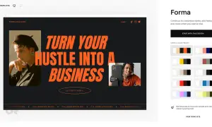 Forma Collective's website template, a great option for the best website for musicians, features bold text and modern imagery.