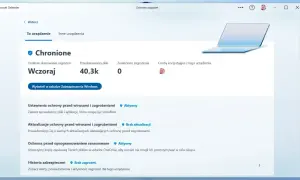 Darmowy antywirus Windows 11: Microsoft Defender chroni Twoje urządzenie, skanując 40.3k plików wczoraj bez żadnych zagrożeń.