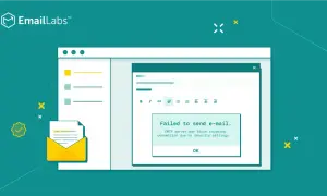 Błąd wysyłania maili. Komunikat "Failed to send e-mail" na ekranie komputera.