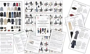 Eine Übersicht zum Erstellen einer Capsule Wardrobe mit vielen Outfit-Ideen und Shopping-Links im French-Chic-Stil.