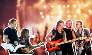 Gwiazdy rocka na koncercie w Warszawie: James Hetfield i Kirk Hammett z Metalliki grają z Deep Purple.