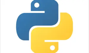 Logo Python bleu et jaune. Imaginez ajouter des éléments à une liste avec `python append to list`.