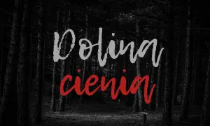 Mroczny las, gdzie nawet w **psalm 23:4** nie ma cienia zła. Napis "Dolina cienia" wzywa do odwagi.