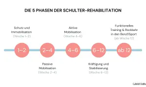 Die 5 Phasen der Schulter-Rehabilitation: Schutz, passive & aktive Mobilisation, Kräftigung, Training & Rückkehr in Beruf/Sport nach einer Schulter op.