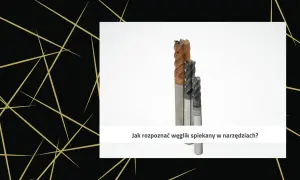 Trzy frezy metalowe, jeden z brązową powłoką. Dowiedz się, jak rozpoznać węglik spiekany w narzędziach.