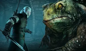 Geralt staje naprzeciw potwora, którego serce z kamienia zakończenia budzą grozę.