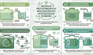 Przegląd domowych oczyszczalni ścieków: biologiczne z osadem czynnym, SBR, ze złożem biologicznym, hybrydowe i ze złożem obrotowym.